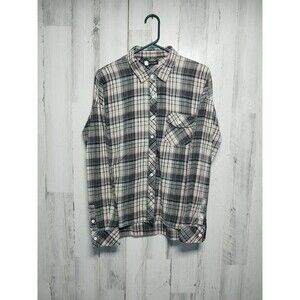 Volcom Women's Plaid Long Sleeve Button Front Shirt Top Size Medium